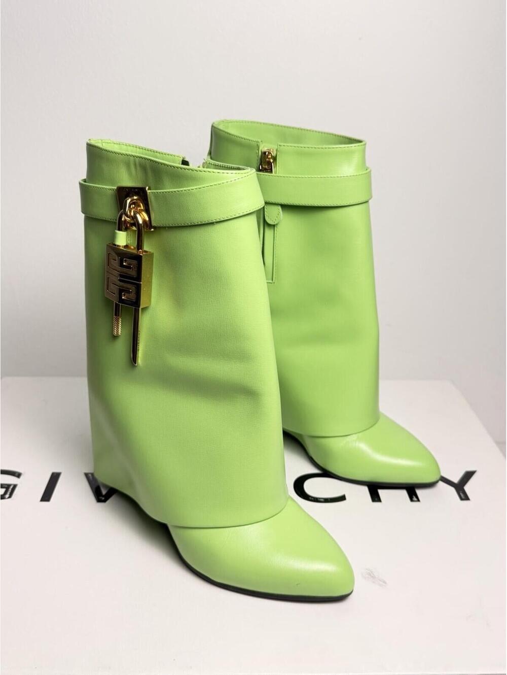 Givenchy Shark Lock Ankle Boots in Forest Green SZ 37 Tried On